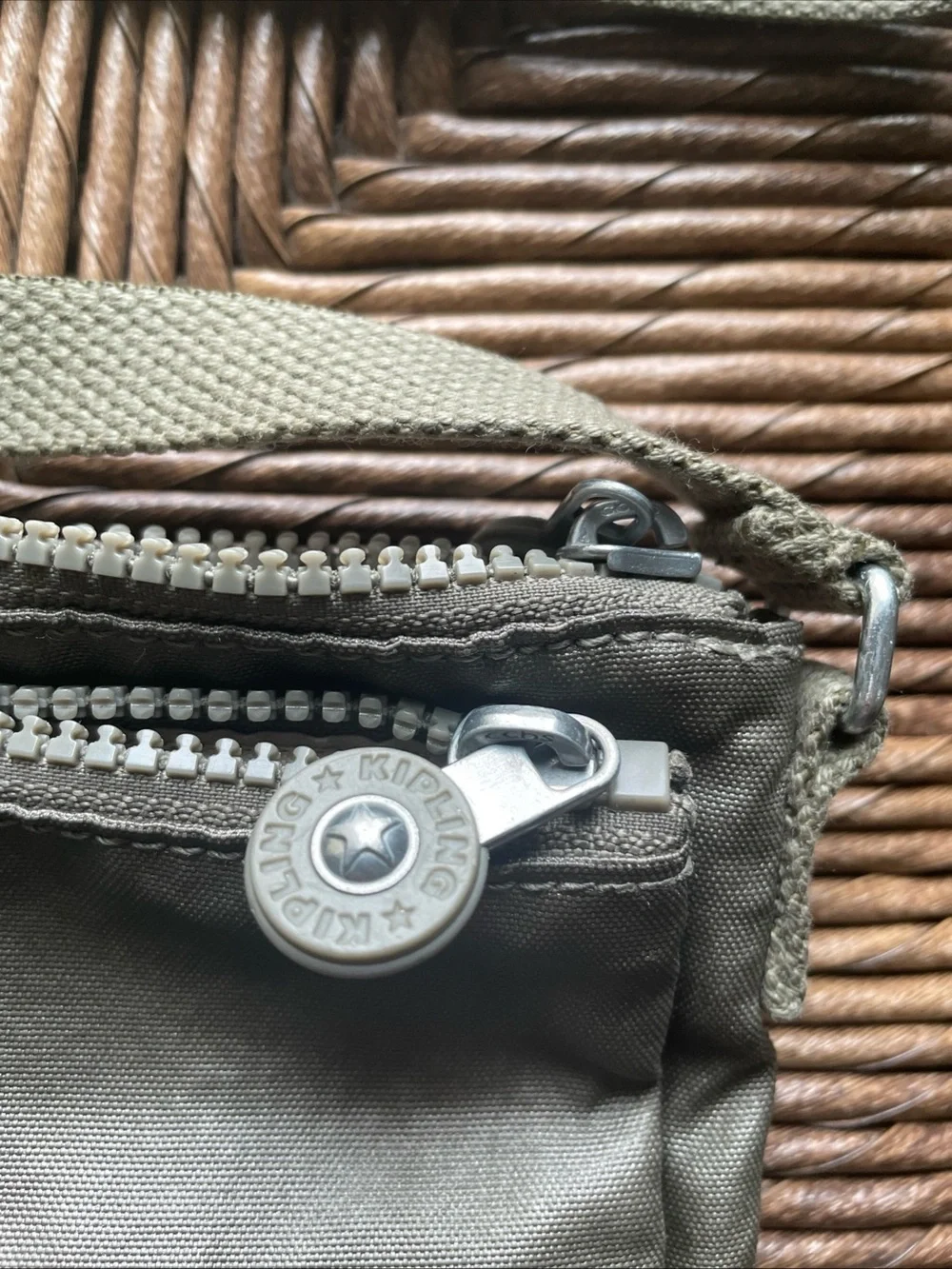 Kipling Olive Green Crossbody Bag Nylon 2 Full Zip 10